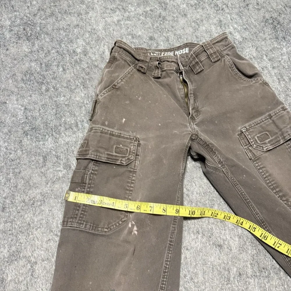 Duluth Flex Fire Hose Cargo Work Pants 30x34 Brown Distressed Paint Splatter Men